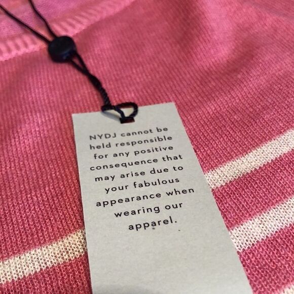 NYDJ Serra striped linen blend sweater in pink Size L - Picture 6 of 13